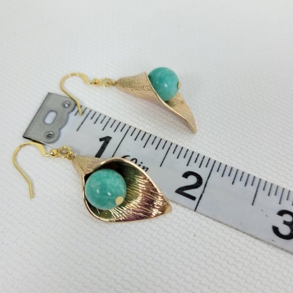 Amazonite Calla Lily Flower Earrings - Picture 5 of 7